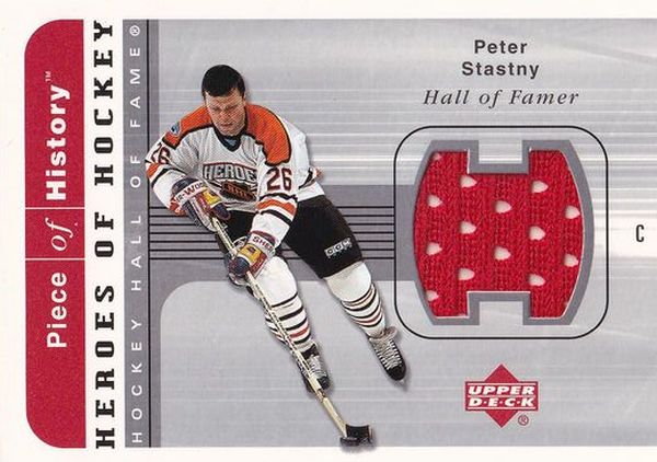 jersey karta PETER ŠŤASTNÝ 02-03 Piece of History Heroes of Hockey Jersey číslo HH-PS